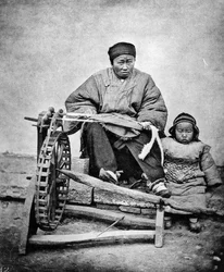 Woman and Child with Spinning Wheel, c.1870s